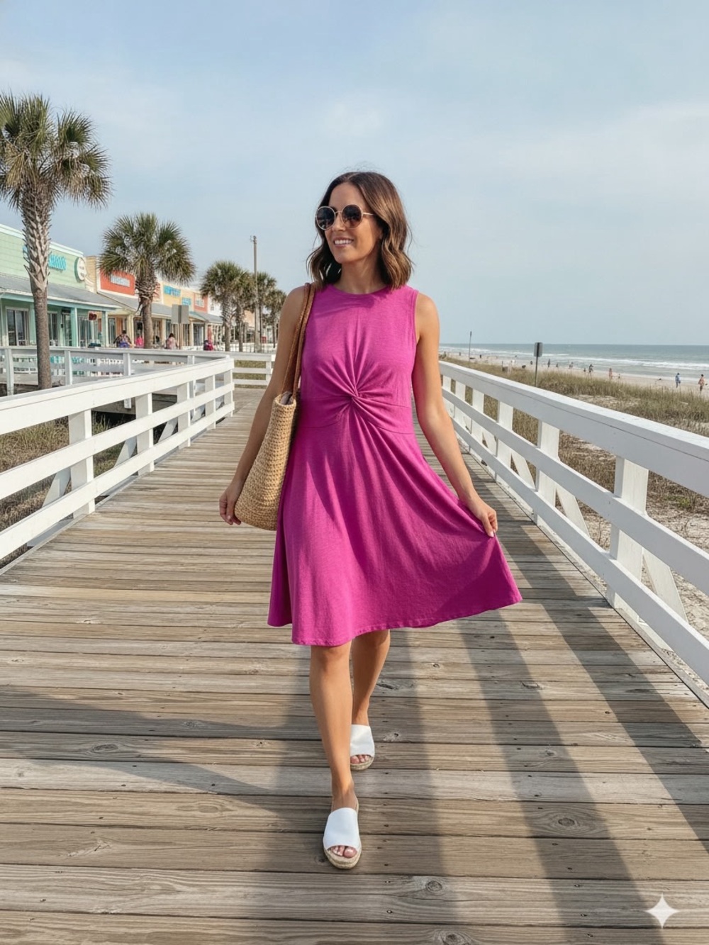 NWT Caslon Fuchsia Sleeveless Twist-Front Midi Dress